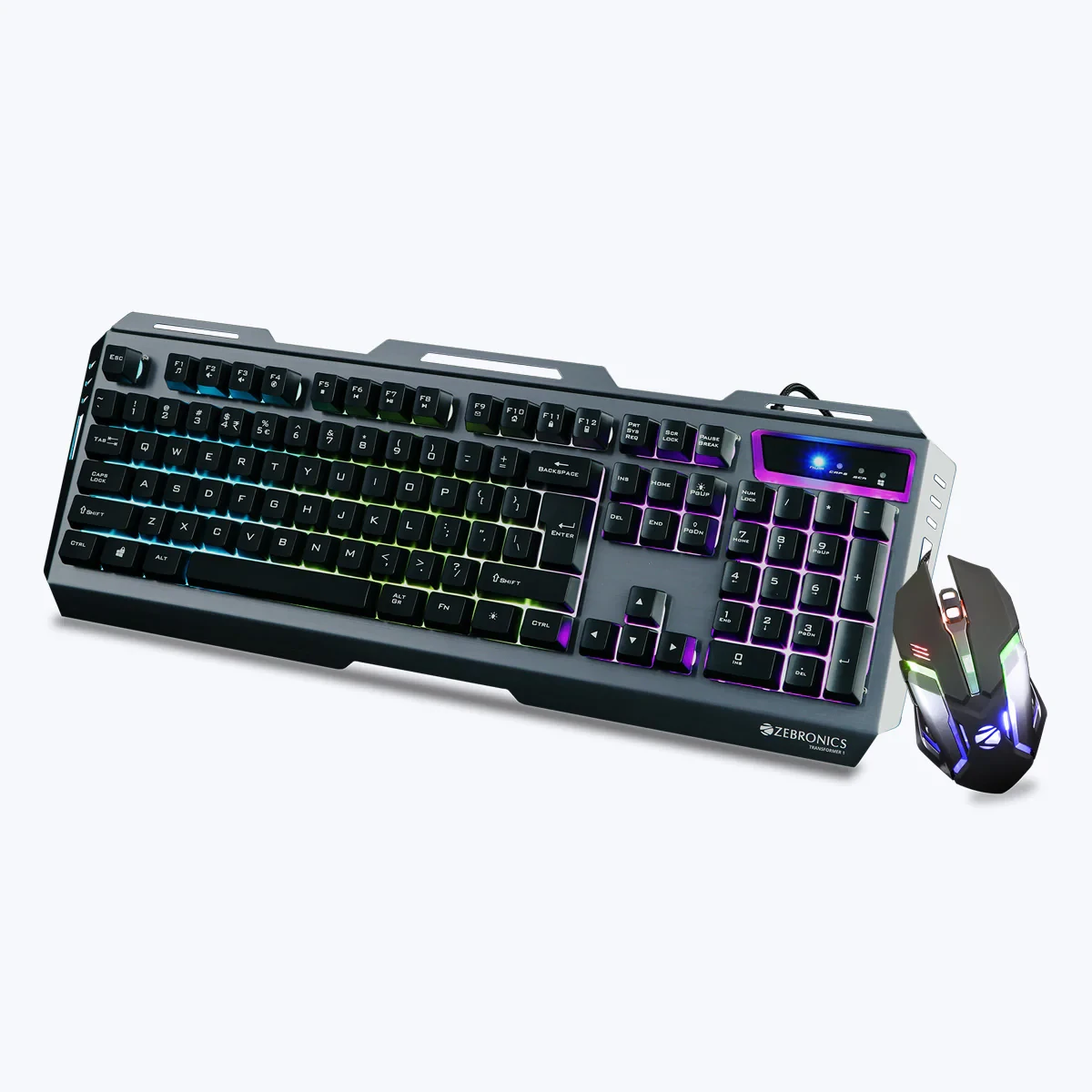 ZEBRONICS W/L RGB COMBO K/B TRANSFORMER-1 BLACK