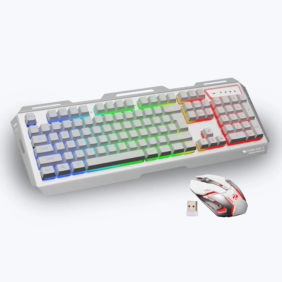 ZEBRONICS W/L RGB COMBO K/B TRANSFORMER PRO WHITE+SILVER